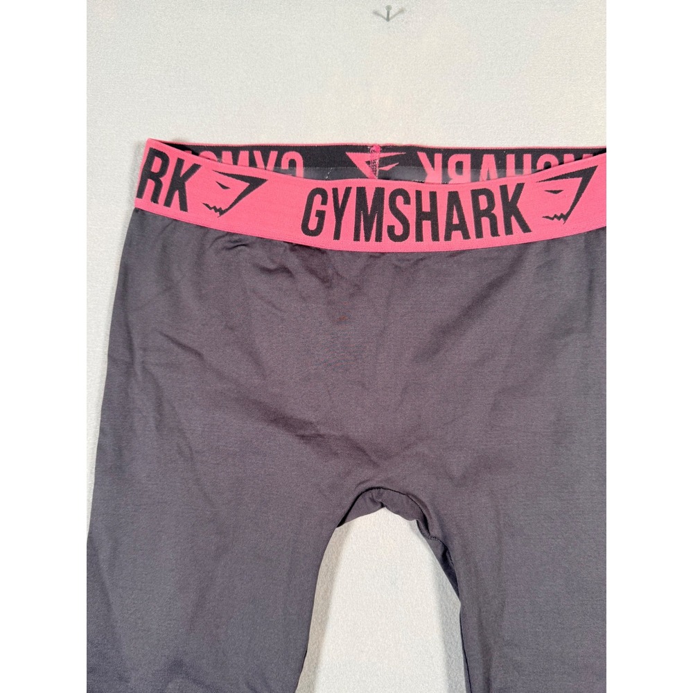 Gymshark Womens Seamless Leggings Gray Pink Logo Waistband Size Medium - Picture 2 of 4